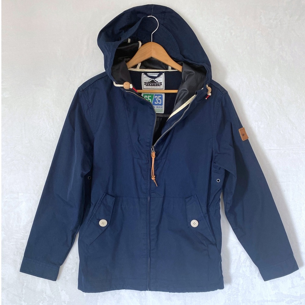 Penfield Hudson Wax Jacket Navy Hooded Anorak Water Resistant Unisex Gorpcore